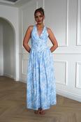 Martha Floral Halterneck Maxi Dress | Blue