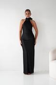 Isla Halterneck Maxi Slip Dress | Black image