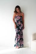 Lara Strapless Bodycon Floral Maxi Dress | Green