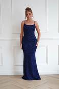 Maria Sequin Bodycon Maxi Gown | Navy image
