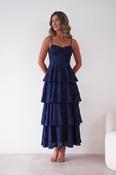Patsy Floral Jacquard Tiered Maxi Dress | Navy image
