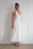 Romance Lace Trim Tie-Back Midi Dress | White image