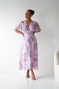 Daisy Wrap Neck Twist Detail Midi Dress | Lilac