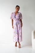 Daisy Wrap Neck Twist Detail Midi Dress | Lilac