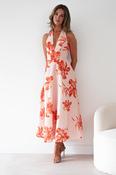 Lea Floral Halterneck Maxi Dress | Orange image
