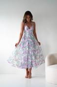 Millie Floral Lace Halter Neck Midi Dress | Lavendar