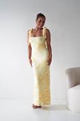 Mahalia Floral Appliqué Maxi Dress | Yellow
