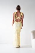 Mahalia Floral Appliqué Maxi Dress | Yellow