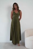 Lottie Pleated Tie Back Maxi Dress | Olive image
