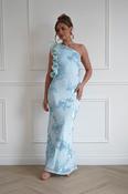 Siren Bodycon Maxi Dress | Light Blue Textured image