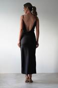 Luiza Low Back Satin Maxi Dress | Black image