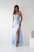 Lissy Floral Beaded Corset Maxi Gown | Blue