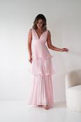 Vina Tiered Pleated Layered Maxi Dress | Blush Pink