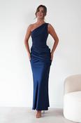 Nadalia One Shoulder Satin Maxi Dress | Navy image