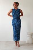 Meadow Floral Mesh Midi Dress | Blue image