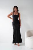 Addison Sqaure Neck Satin Maxi Dress | Black image