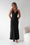 Adley Soft Satin Maxi Dress | Black image