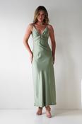 Adley Soft Satin Maxi Dress | Olive image