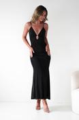 Almarie Diamante Mesh V-Neck Maxi Dress | Black image