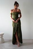 Amaretta Soft Satin Maxi Dress | Olive image
