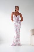 Anessa Floral Sequin Corset Maxi Dress | Beige/Pink image