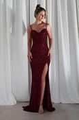 Audrina Bodycon Sequin Gown | Burgundy image