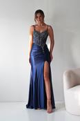Becca Embellished Corset Evening Gown | Navy image