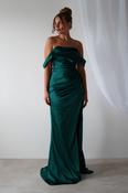 Beth Draped Silky Satin Gown | Green image