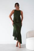 Bianca Peplum Ruffle Midi Dress | Dark Olive image