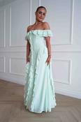 Billy Ruffle Detail Bardot Maxi Dress | Sage Green image
