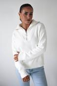 Chaney Half Pink Zip Jumper | White image
