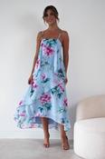 Clover Floral Layered Chiffon Maxi Dress | Blue image