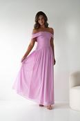 Connie Off The Shoulder Chiffon Maxi Dress | Pink