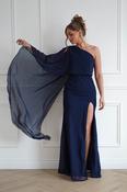 Criselda One Shoulder Chiffon Maxi Dress | Navy image