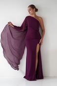 Criselda One Shoulder Chiffon Maxi Dress | Plum