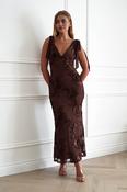 Cyra Floral Appliqué Maxi Dress | Brown image