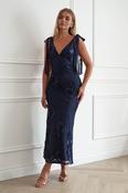 Cyra Floral Appliqué Maxi Dress | Navy image