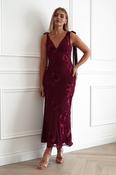 Cyra Floral Appliqué Maxi Dress | Wine image