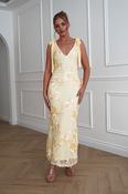 Cyra Floral Appliqué Maxi Dress | Yellow image