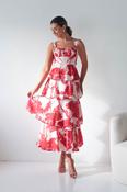 Denisa Floral Print Ruffle Maxi Dress | Red image