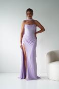 Diana Draped Strapless Rhinestone Gown | Lavender image