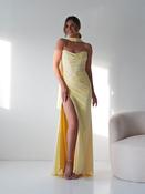 Diana Draped Strapless Rhinestone Gown | Yellow image
