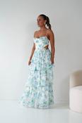 Elouise Floral Tiered Maxi Dress | Blue/Green Print image