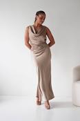 Elsa Satin Set With Lace Detail | Beige image