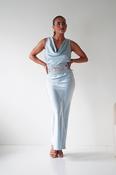 Elsa Satin Set With Lace Detail | Blue image