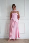 Elva Strapless Asymmetric Waist Maxi Dress | Pink image