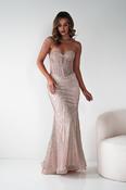 Elyse Glitter Strapless Gown | Rose Gold image