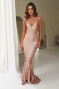 Evana Mermaid Backless Sequin Gown | Rose Gold image