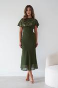 Fatima Sequin Cape Maxi Dress | Olive image