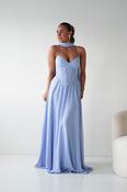 Felicity Lace Up Corset Maxi Dress | Blue image